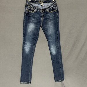 Red Rivet Dark Blue Skinny Jeans